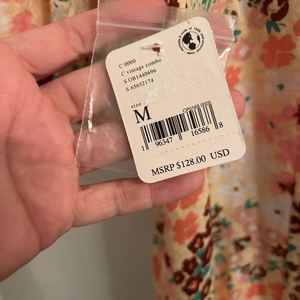Brand new with tags! Free People Floral Mini Dress in Yellow and Orange - Picture 4 of 7